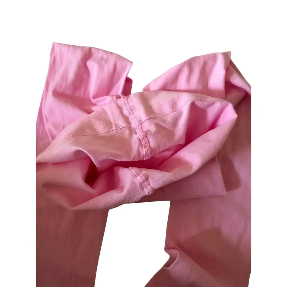 Girls Pink Sheer Knit Full-Foot Tights - Size 6/7